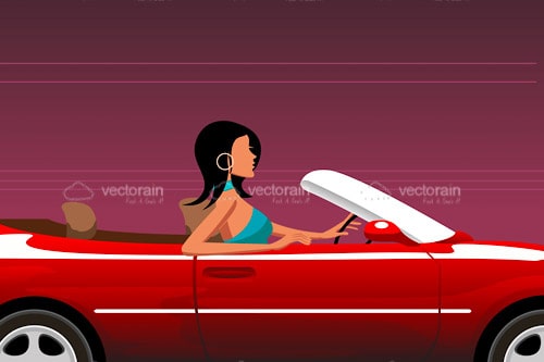 Abstract Fashionable Woman Driving Convertible Car